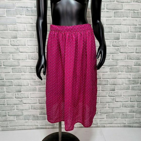 Vintage‎ 90s Notations Size S Sheer Flowy Magenta Geo Pattern High Waisted Skirt - Picture 2 of 8